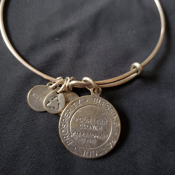 🍀Alex and Ani Four Leaf Clover Silver Charm Bracelet Adjustable Bangle  🍀  397 - Picture 2 of 4